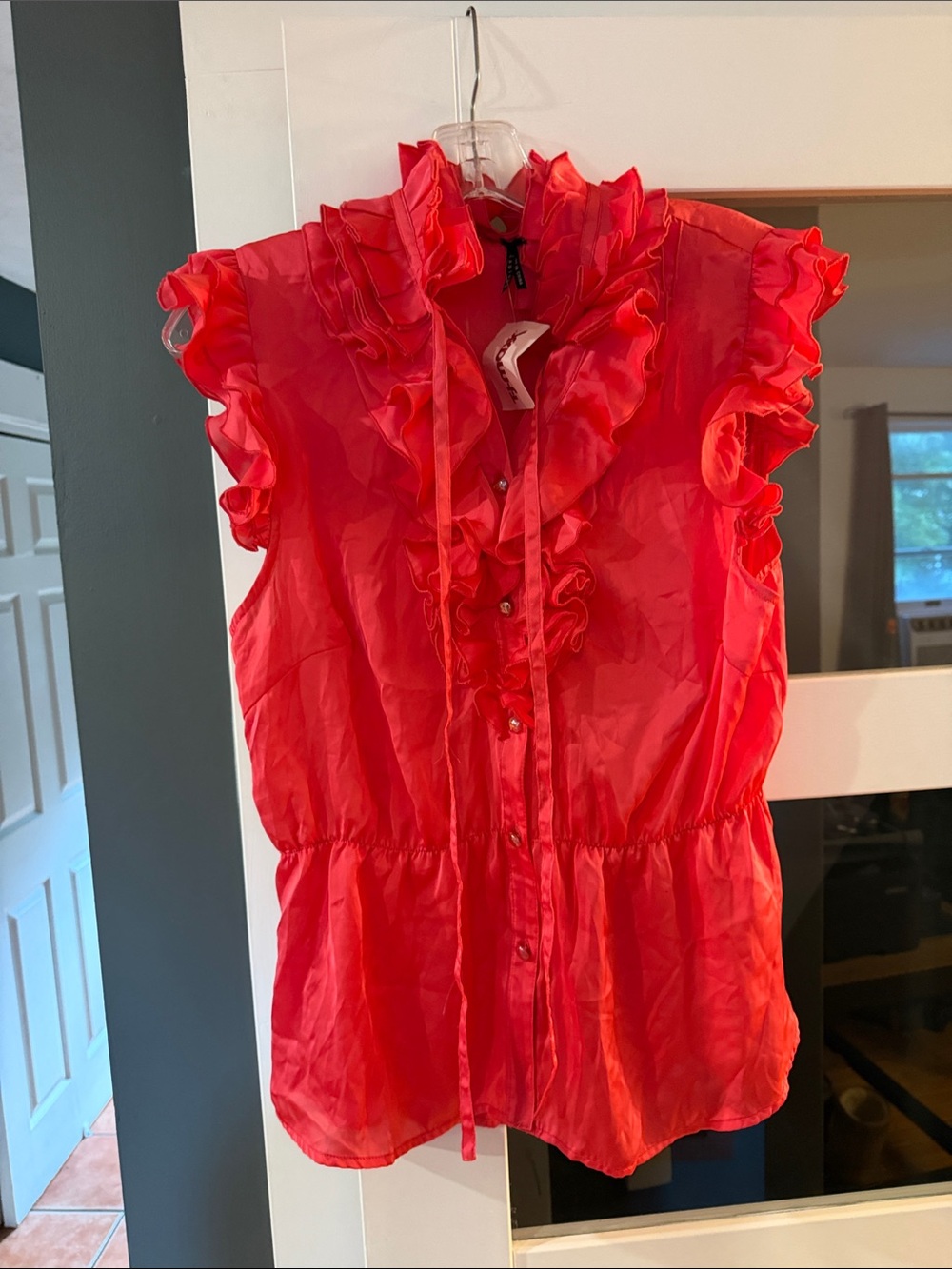 Lapis Ruffled Sleeveless Blouse - Red